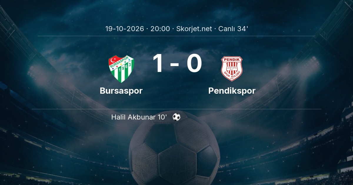 Bursaspor - Pendikspor Maçı Öncesi Kadrolar ve Maç Bilgileri