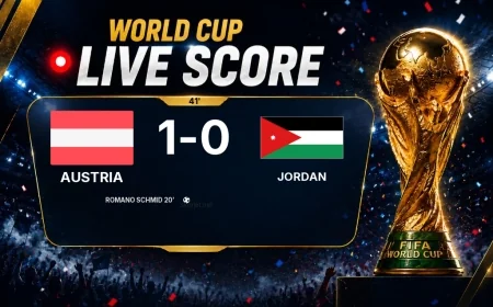 LIVE SCORE - World Cup: Austria 1 - 0 Jordan (Match in progress)