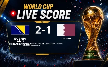 LIVE SCORE - World Cup: Bosnia and Herzegovina 2 - 1 Qatar (Match in progress)