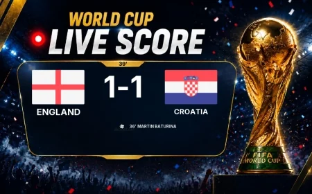 LIVE SCORE - World Cup: England 1 - 1 Croatia (Match in progress)