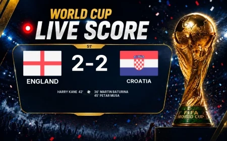 LIVE SCORE - World Cup: England 2 - 2 Croatia (Match in progress)