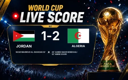 LIVE SCORE - World Cup: Jordan 1 - 2 Algeria (Match in progress)