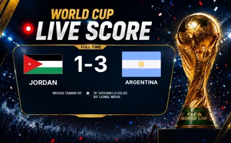 Jordan 1-3 Argentina — World Cup full-time score