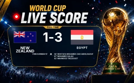 2026 FIFA World Cup | New Zealand 1-3 Egypt result