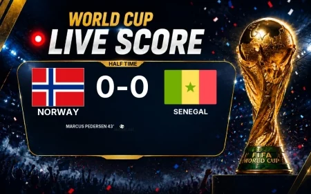 Norway - Senegal half-time score: 1-0
