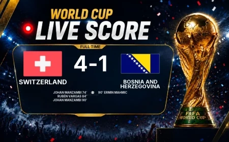 Full-time: Switzerland 4-1 Bosnia and Herzegovina