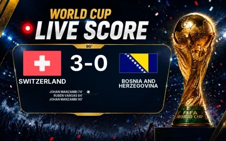 LIVE SCORE - World Cup: Switzerland 3 - 0 Bosnia and Herzegovina (Match in progress)