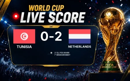 LIVE SCORE - World Cup: Tunisia 0 - 2 Netherlands (Match in progress)