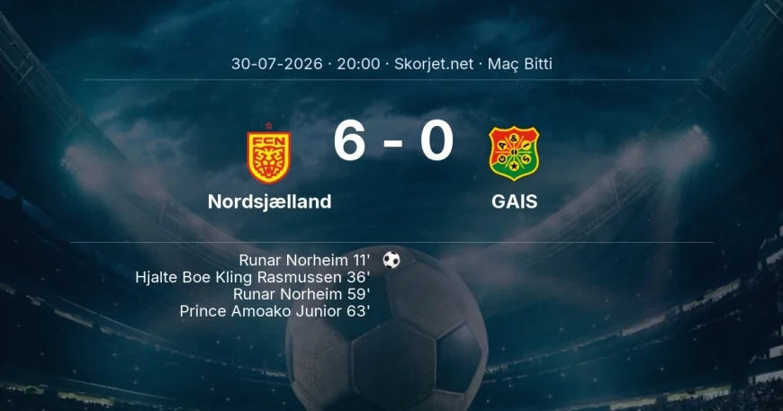 Maç sonucu: Nordsjælland 6-0 GAIS | Avrupa Konferans Ligi