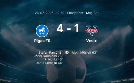 Maç sonucu: Rīgas FS 4-1 Vestri | Avrupa Konferans Ligi