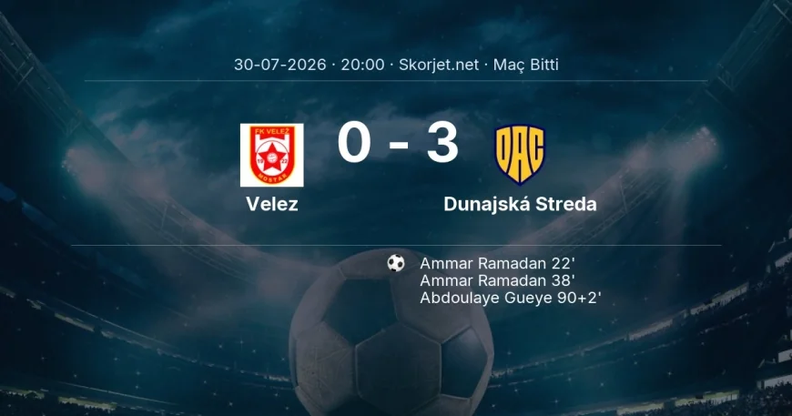 Avrupa Konferans Ligi | Velez 0-3 Dunajská Streda sonucu