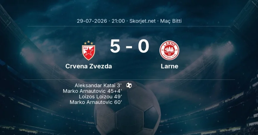 Crvena Zvezda 5-0 Larne - maç özeti | Şampiyonlar Ligi