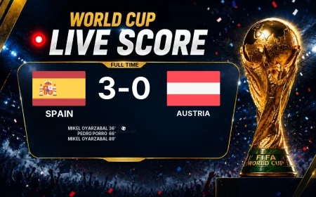 Spain 3-0 Austria - World Cup full-time score