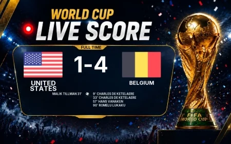 United States 1-4 Belgium - World Cup full-time score