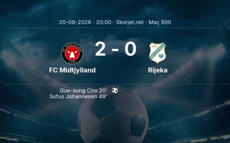 Maç sonucu: FC Midtjylland 2-0 Rijeka | Avrupa Konferans Ligi