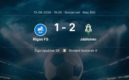 Maç sonucu: Rīgas FS 1-2 Jablonec | Avrupa Konferans Ligi