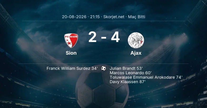 Maç sonucu: Sion 2-4 Ajax | Avrupa Konferans Ligi