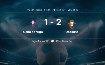 Maç sonucu: Celta de Vigo 1-2 Osasuna | La Liga