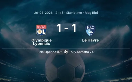 Maç sonucu: Olympique Lyonnais 1-1 Le Havre | Ligue 1