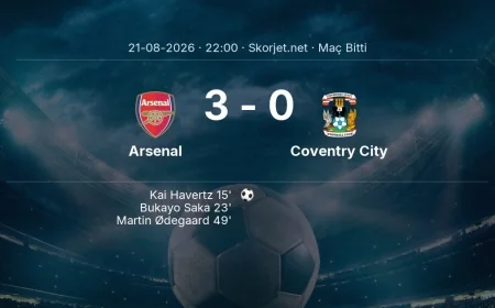 Premier Lig | Arsenal 3-0 Coventry City sonucu