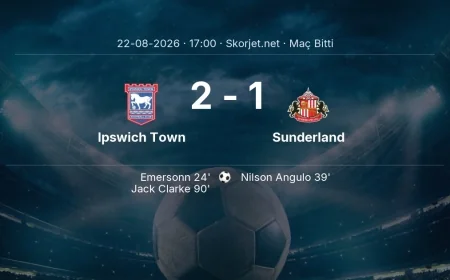 Premier Lig | Ipswich Town 2-1 Sunderland sonucu
