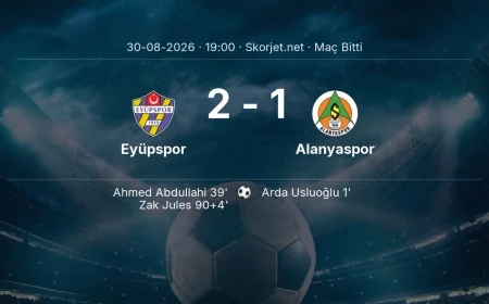 Süper Lig | Eyüpspor 2-1 Alanyaspor sonucu