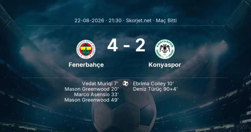 Maç sonucu: Fenerbahçe 4-2 Konyaspor | Süper Lig