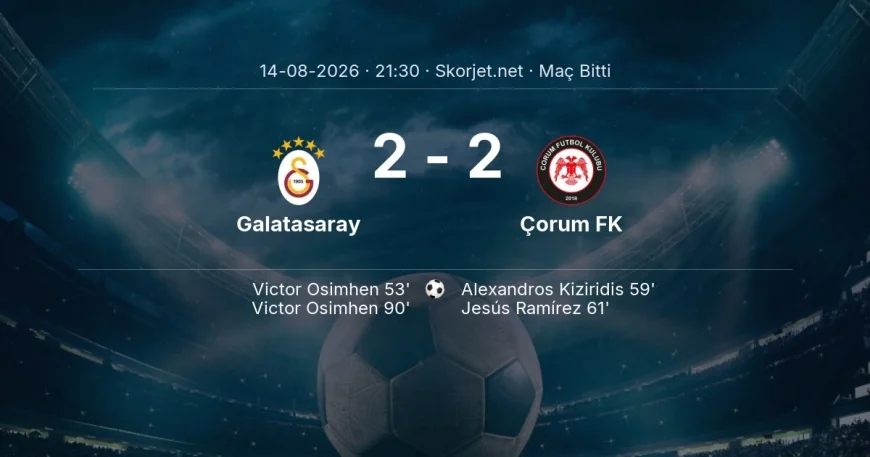 Maç sonucu: Galatasaray 2-2 Çorum FK | Süper Lig