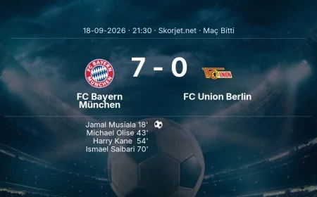 Maç sonucu: FC Bayern München 7-0 FC Union Berlin | Bundesliga