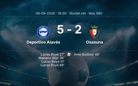 La Liga | Deportivo Alavés 5-2 Osasuna sonucu
