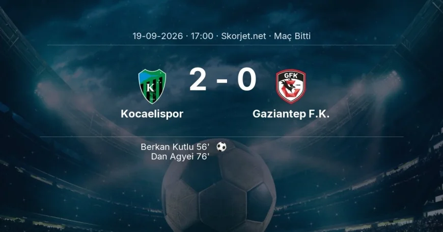 Süper Lig | Kocaelispor 2-0 Gaziantep F.K. sonucu