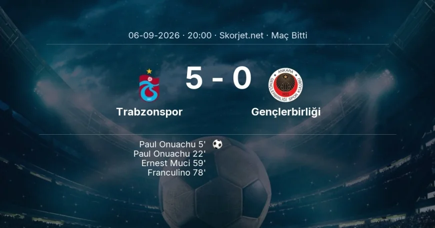 Maç sonucu: Trabzonspor 5-0 Gençlerbirliği | Süper Lig