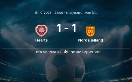 Maç sonucu: Hearts 1-1 Nordsjælland | Avrupa Konferans Ligi