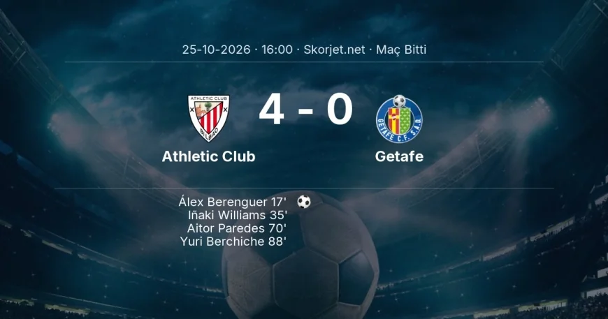 Athletic Club 4-0 Getafe - maç özeti | La Liga