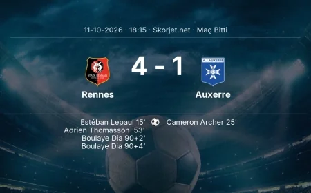 Ligue 1 | Rennes 4-1 Auxerre sonucu