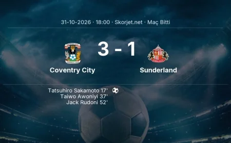 Premier Lig | Coventry City 3-1 Sunderland sonucu