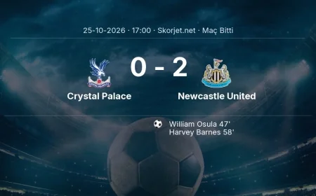 Maç sonucu: Crystal Palace 0-2 Newcastle United | Premier Lig
