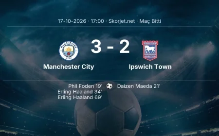 Premier Lig | Manchester City 3-2 Ipswich Town sonucu