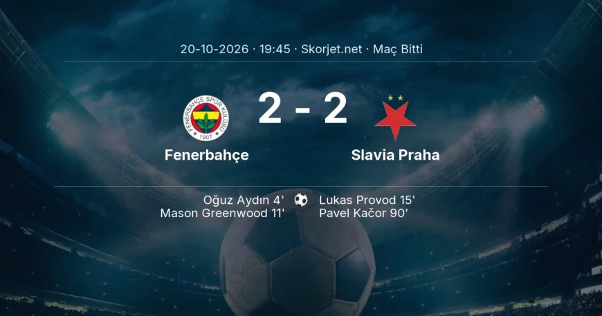 Maç sonucu: Fenerbahçe 2-2 Slavia Praha | Şampiyonlar Ligi