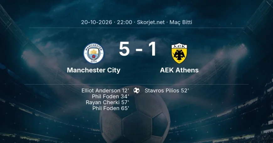 Maç sonucu: Manchester City 5-1 AEK Athens | Şampiyonlar Ligi