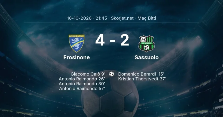 Maç sonucu: Frosinone 4-2 Sassuolo | Serie A