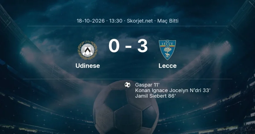 Maç sonucu: Udinese 0-3 Lecce | Serie A