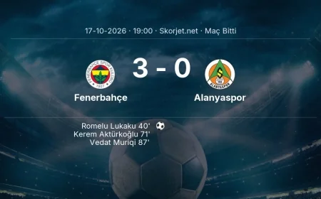 Maç sonucu: Fenerbahçe 3-0 Alanyaspor | Süper Lig