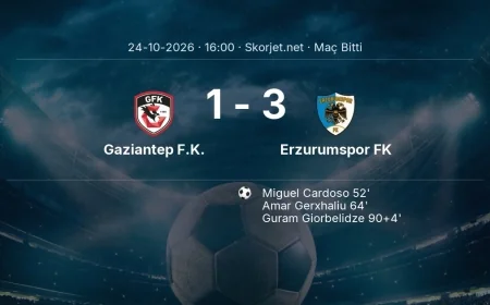 Maç sonucu: Gaziantep F.K. 1-3 Erzurumspor FK | Süper Lig