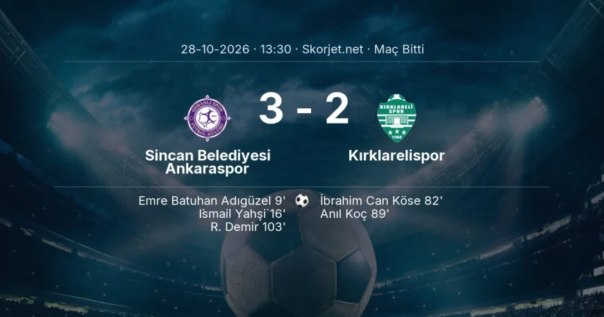 Sincan Belediyesi Ankaraspor 3-2 Kırklarelispor - maç özeti | Türkiye Kupası
