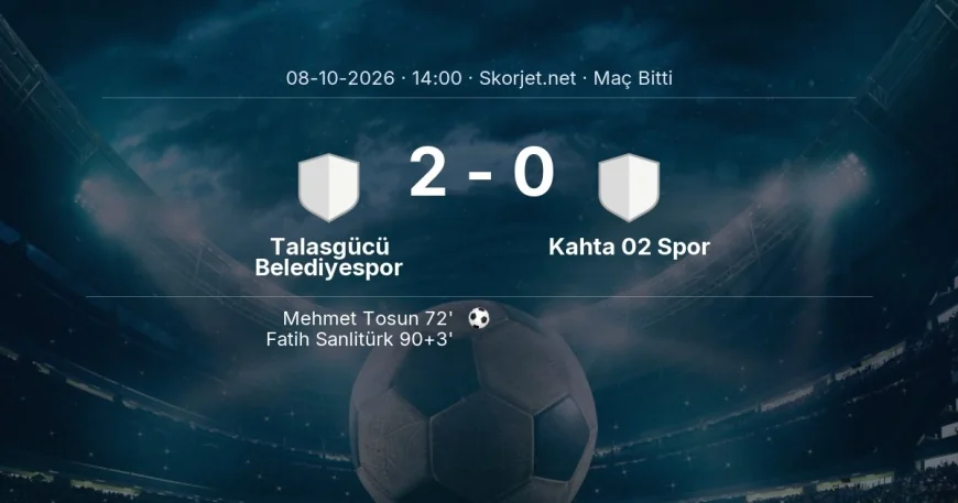 Maç sonucu: Talasgücü Belediyespor 2-0 Kahta 02 Spor | Türkiye Kupası