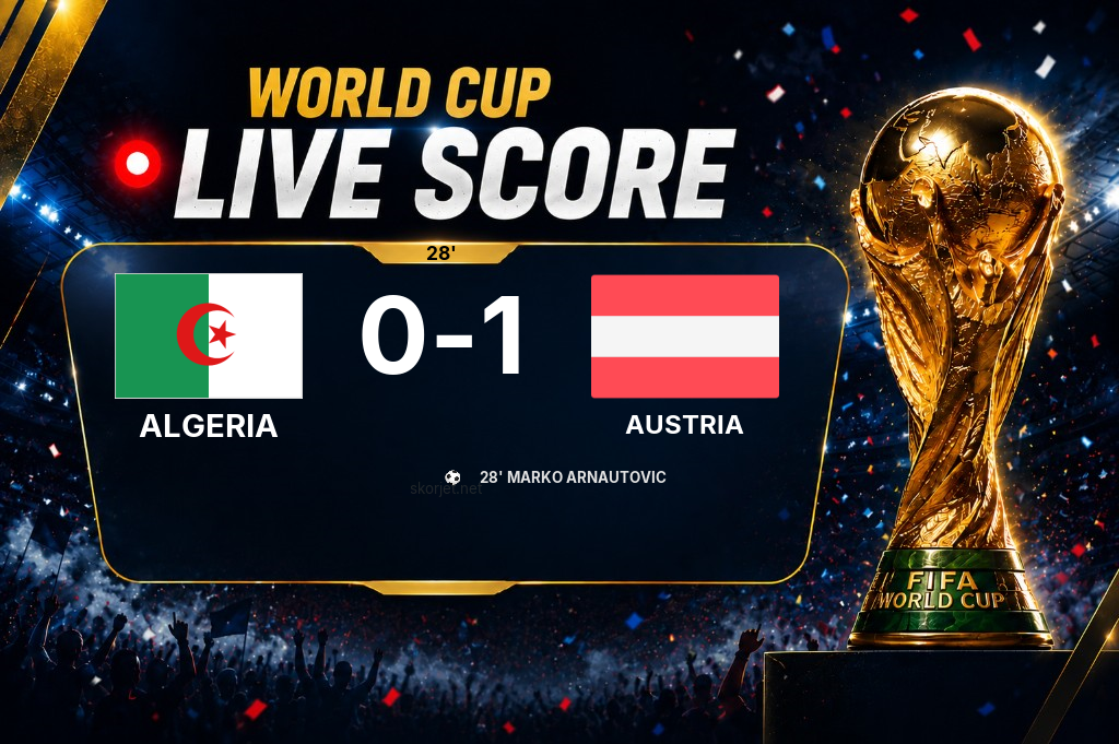 LIVE SCORE - World Cup: Algeria 0 - 1 Austria (Match in progress)