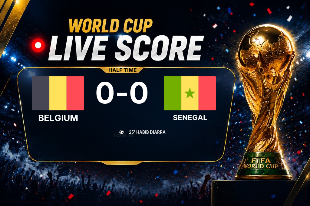 World Cup: Belgium 0-1 Senegal at half-time