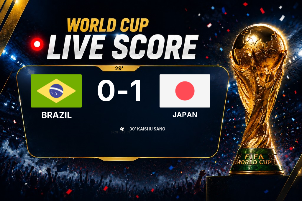 LIVE SCORE - World Cup: Brazil 0 - 1 Japan (Match in progress)
