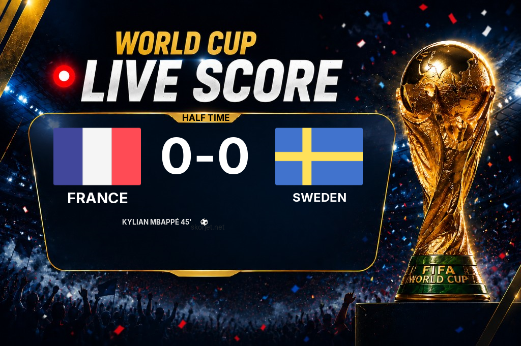 World Cup: France 1-0 Sweden at half-time